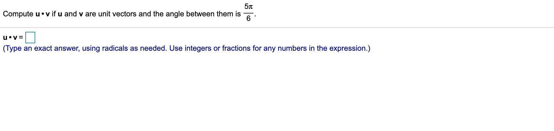 Solved 51 Compute u•v if u and v are unit vectors and the | Chegg.com