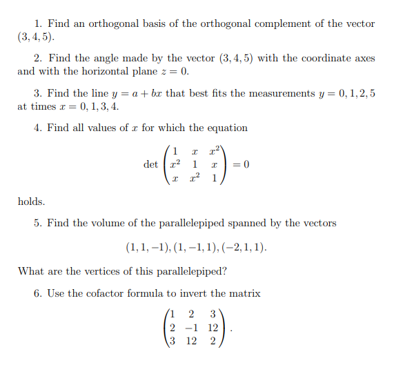 Solved 1. Find An Orthogonal Basis Of The Orthogonal | Chegg.com