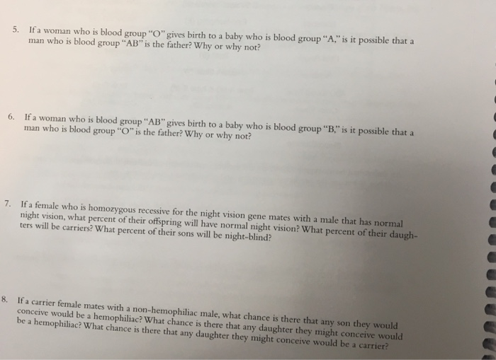 Solved 5 If A Woman Who Is Blood Group O Gives Birth To A Chegg