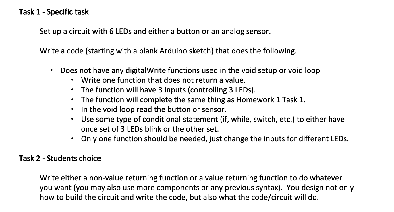 Solved Task 1 - Specific task Set up a circuit with 6 LEDs | Chegg.com