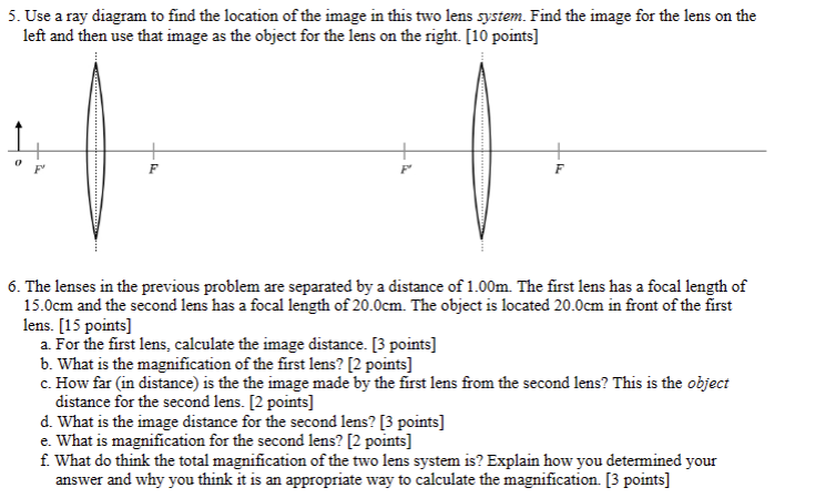 Solved 5. Use a ray diagram to find the location of the | Chegg.com