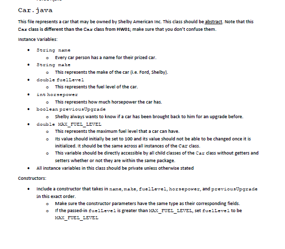 Solved Car.java This file represents a car that may be owned | Chegg.com