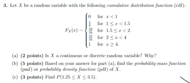 Solved Let x ﻿be a random variable with the following | Chegg.com