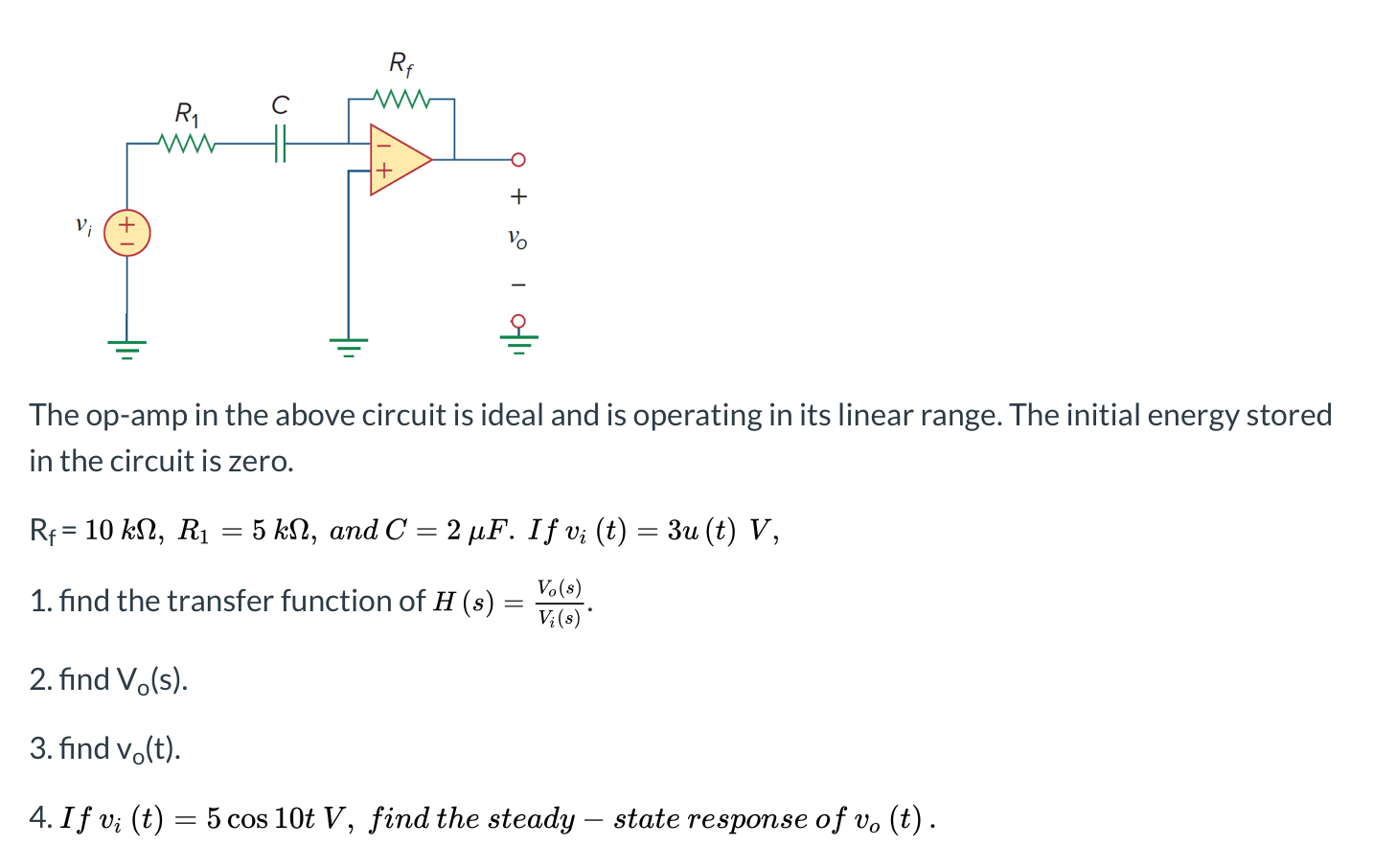 Solved Rf Ri R1 į The opamp in the above circuit is ideal