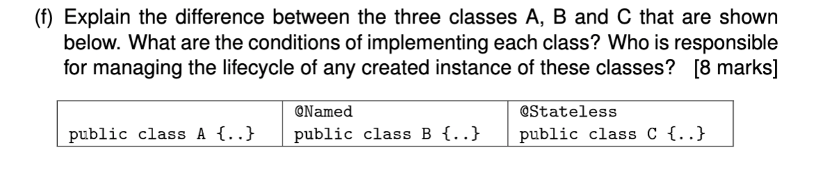 Solved (f) Explain The Difference Between The Three Classes | Chegg.com