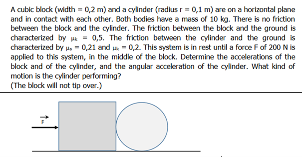 Solved A cubic block (width =0,2 m ) and a cylinder (radius | Chegg.com