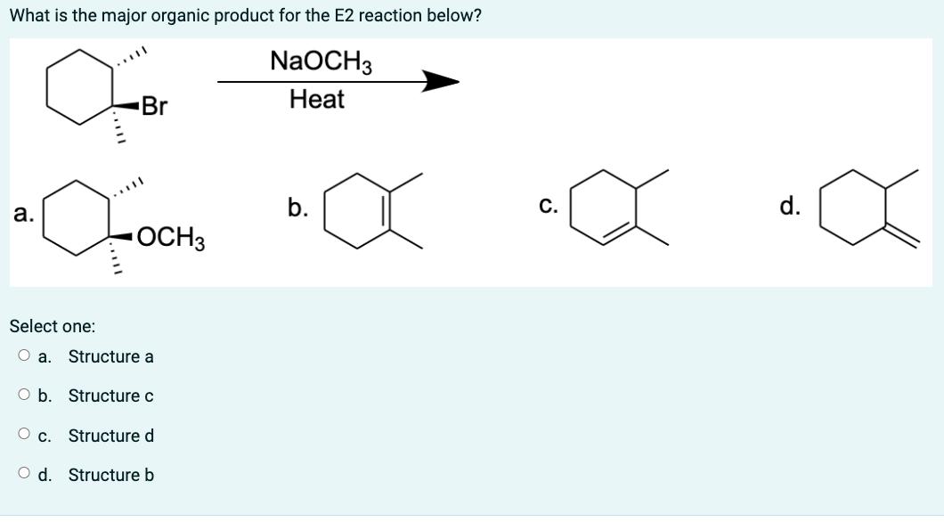 Solved Which Of The Products Below Is The Major E1 Product | Chegg.com