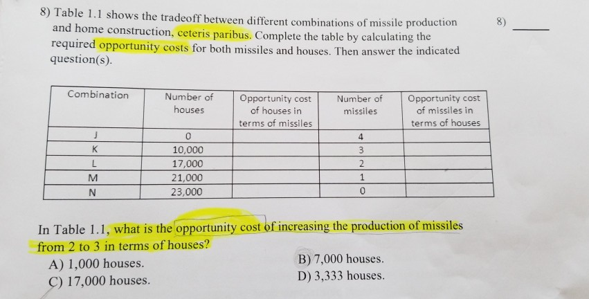 Solved 8) Table 1.1 shows the tradeoff between different | Chegg.com