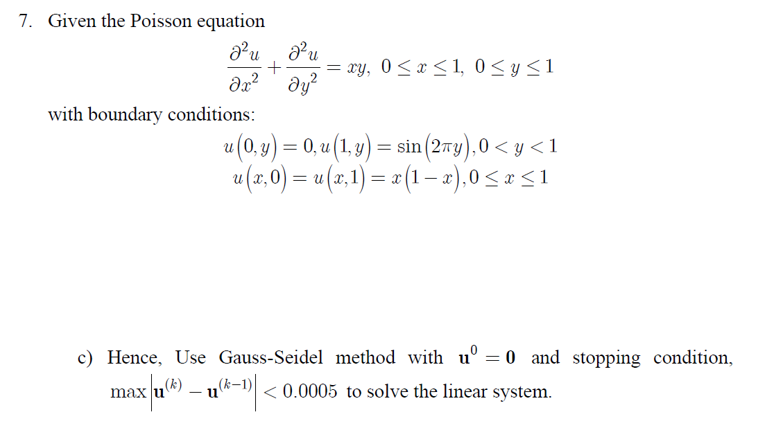 Solved 7. Given the Poisson equation | Chegg.com