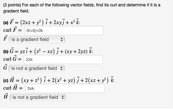 Solved (3 points) For each of the following vector fields, | Chegg.com