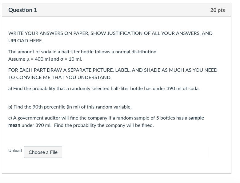 Solved Question 1 20 pts WRITE YOUR ANSWERS ON PAPER, SHOW | Chegg.com