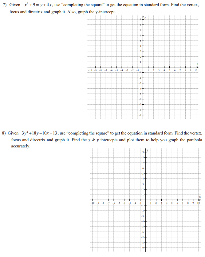 Solved 7) Given x2+9=y+4x, use 