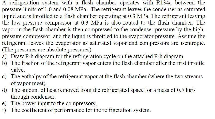 Solved A refrigeration system with a flash chamber operates | Chegg.com