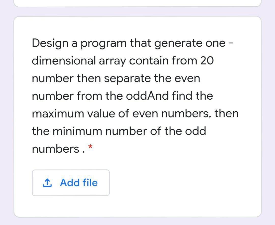 Solved Design a program that generate one - dimensional | Chegg.com