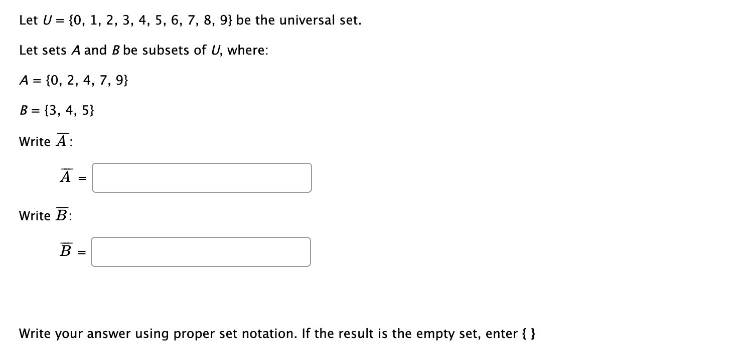 Solved Let U={0,1,2,3,4,5,6,7,8,9} Be The Universal Set. Let | Chegg.com