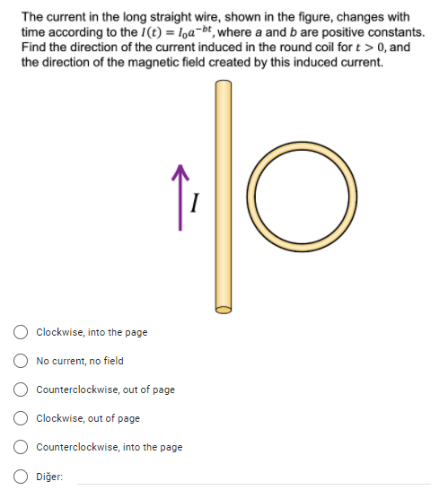 Solved The Current In The Long Straight Wire, Shown In The | Chegg.com