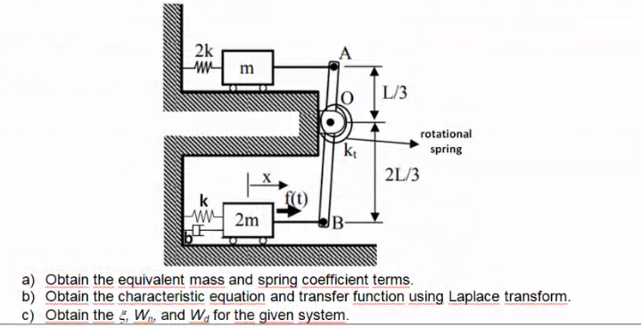 Solved a) Obtain the equivalent mass and spring coefficient | Chegg.com