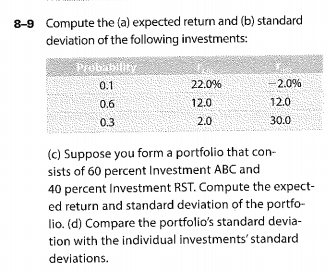 Solved Compute The (a) Expected Return And (b) Standard | Chegg.com