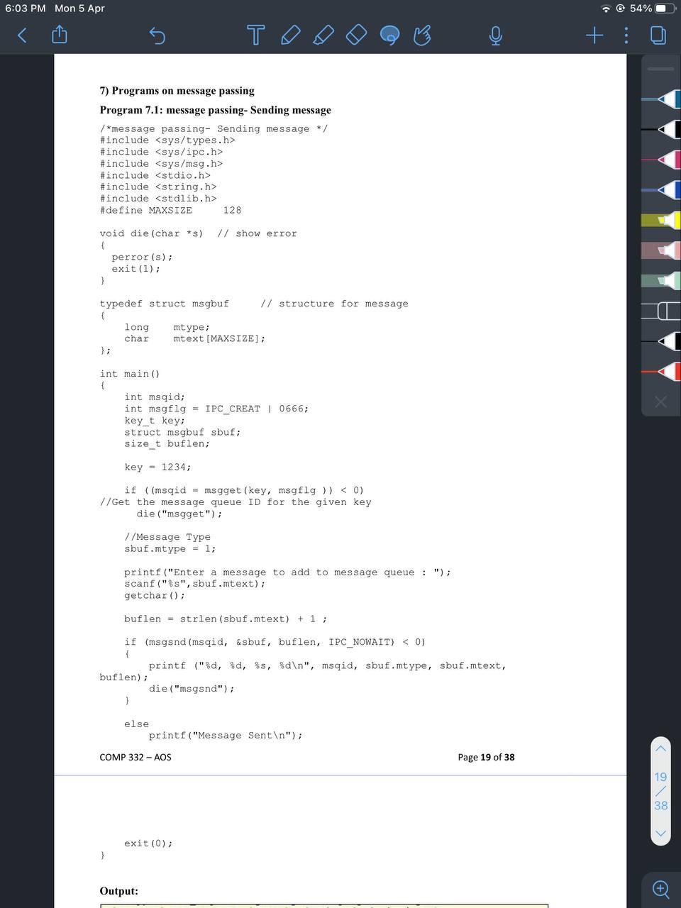Solved 6:03 PM Mon 5 Apr . 54% T + 7) Programs on message | Chegg.com