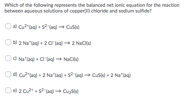 Solved Which of the following represents the balanced net | Chegg.com