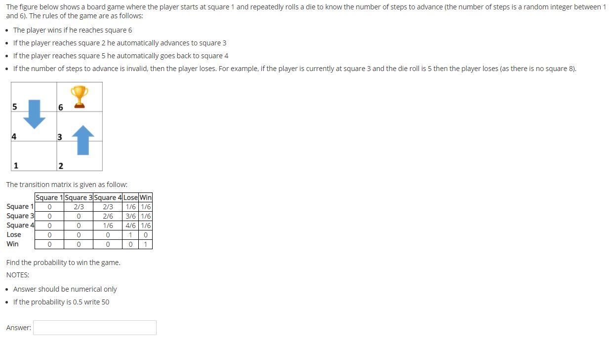 Solved The Figure Below Shows A Board Game Where The Player Chegg Com