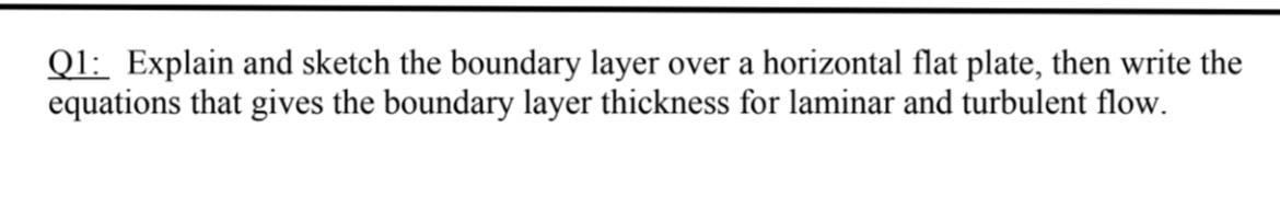 Solved Q1: Explain and sketch the boundary layer over a | Chegg.com