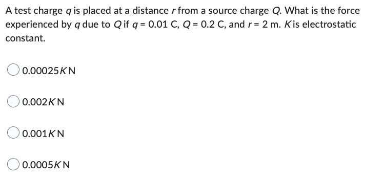 Solved A test charge q is placed at a distance r from a | Chegg.com
