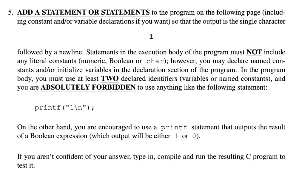 Solved ADD A STATEMENT OR STATEMENTS to the program on the | Chegg.com