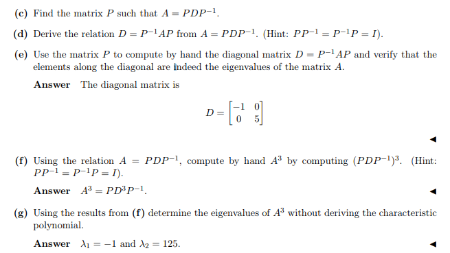 Solved Consider the following matrix 1 A 2 5 0 C Chegg