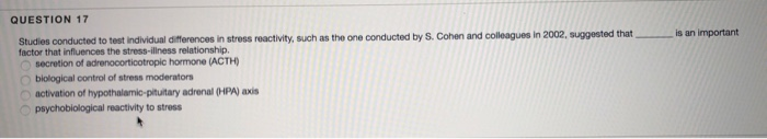 Solved QUESTION 17 Studies conducted to test individual | Chegg.com