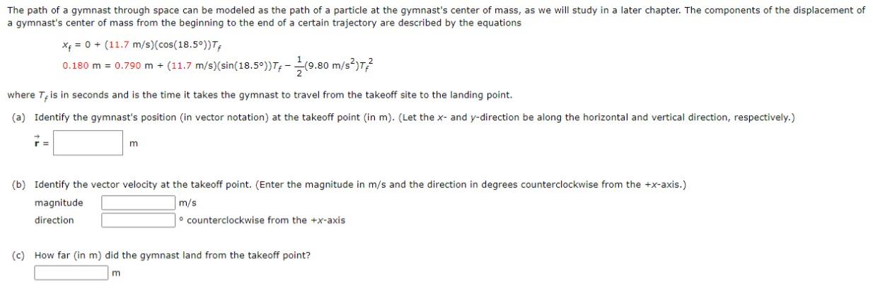 Solved The path of a gymnast through space can be modeled as | Chegg.com