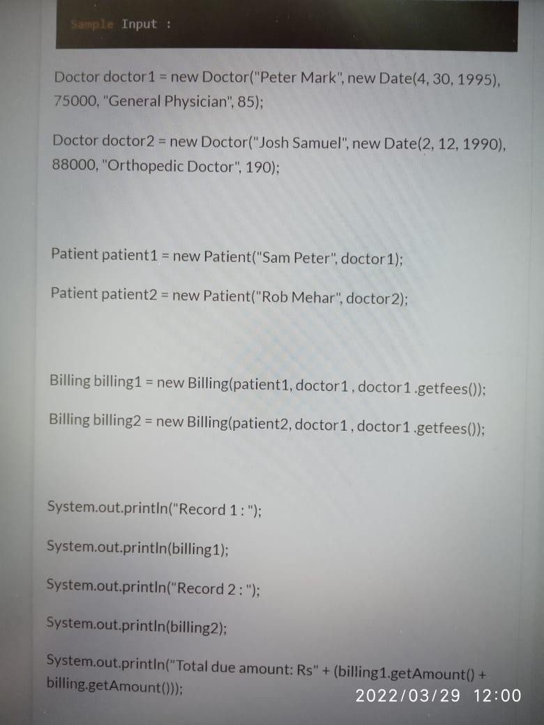Solved PatientBillingSystem = Coding 100 points DESCRIPTION | Chegg.com