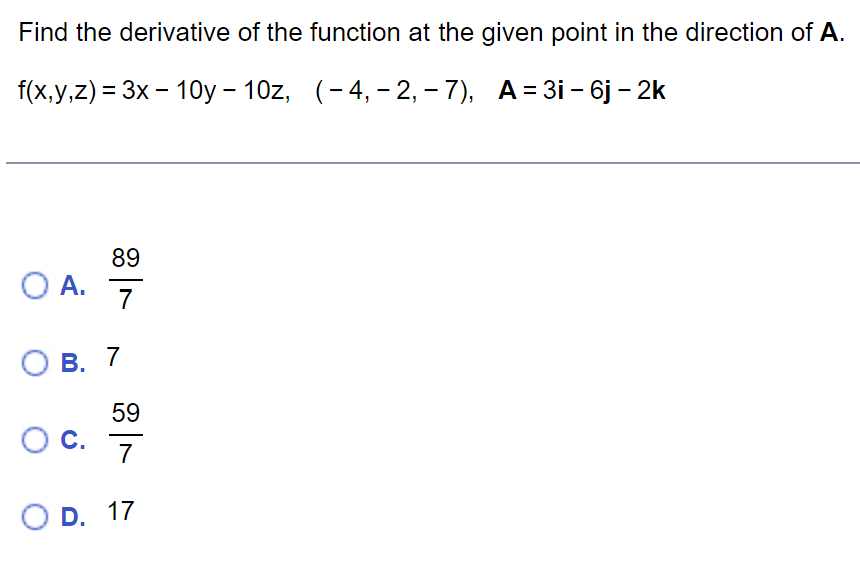 Solved Find the derivative of the function at the given | Chegg.com