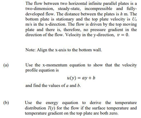 Solved The flow between two horizontal infinite parallel | Chegg.com