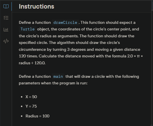 Solved Define a function drawCircle. This function should | Chegg.com