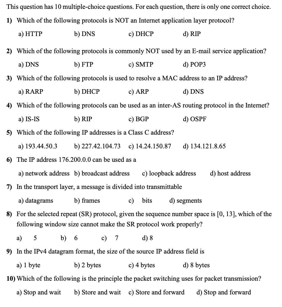 Solved This Question Has 10 Multiple-choice Questions. For | Chegg.com