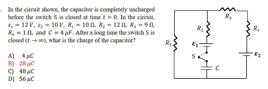 Solved In the circuit shown, the capacitor is completely | Chegg.com