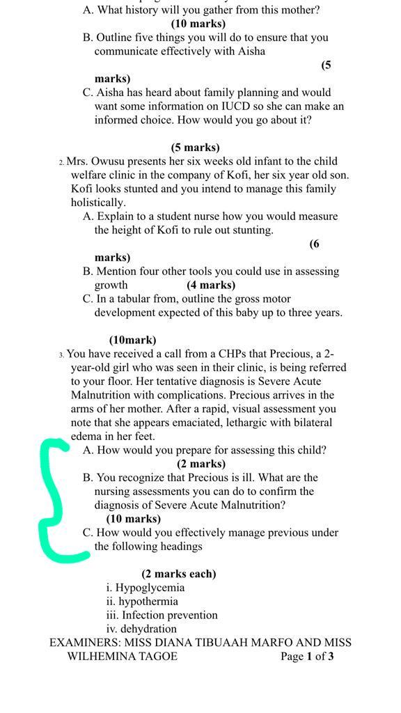 A. What history will you gather from this mother? (10 marks) B. Outline five things you will do to ensure that you communicat