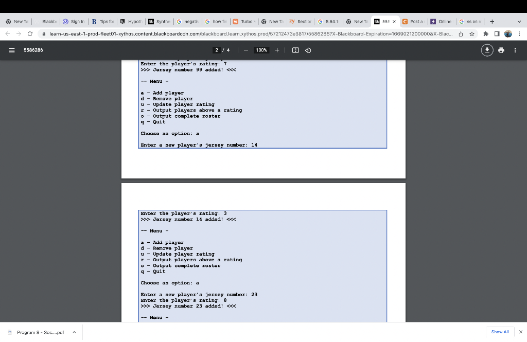 Solved PROGRAM 8 : SOCCER TEAM ROSTERS Project | Chegg.com