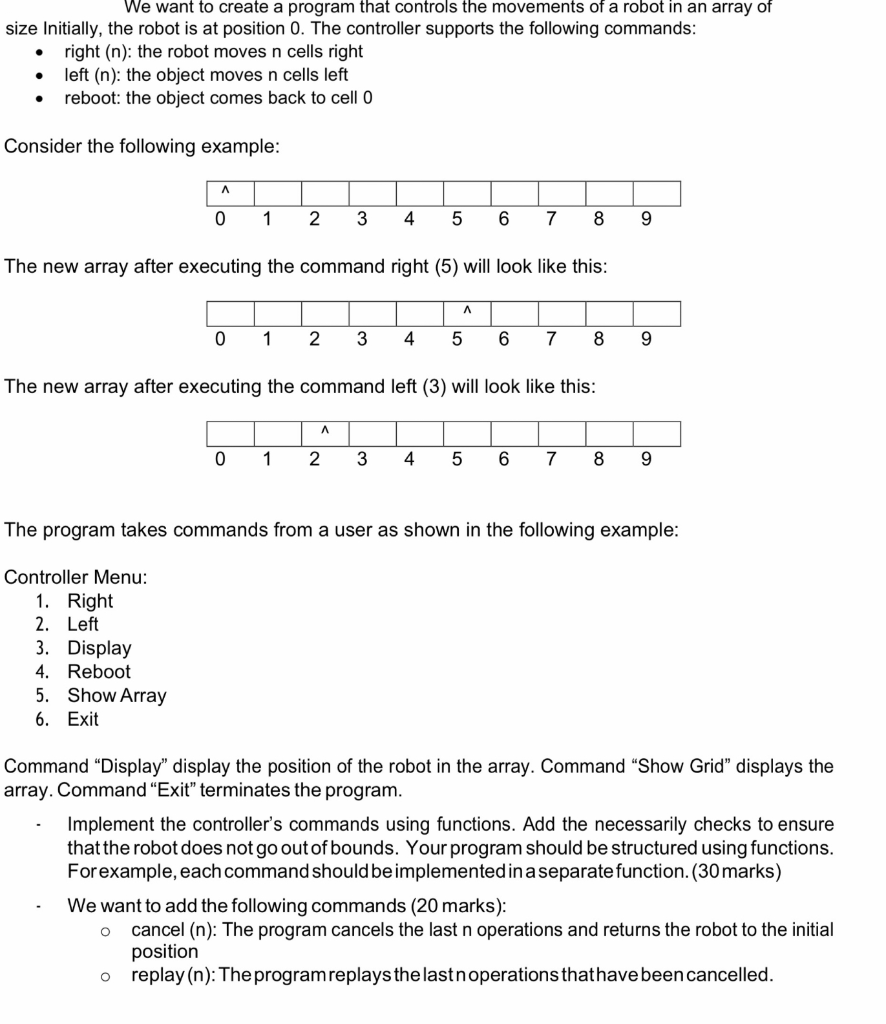 Solved We want to create a program that controls the | Chegg.com