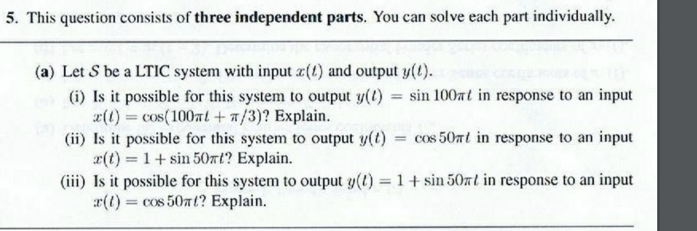 Solved 5. This question consists of three independent parts. | Chegg.com