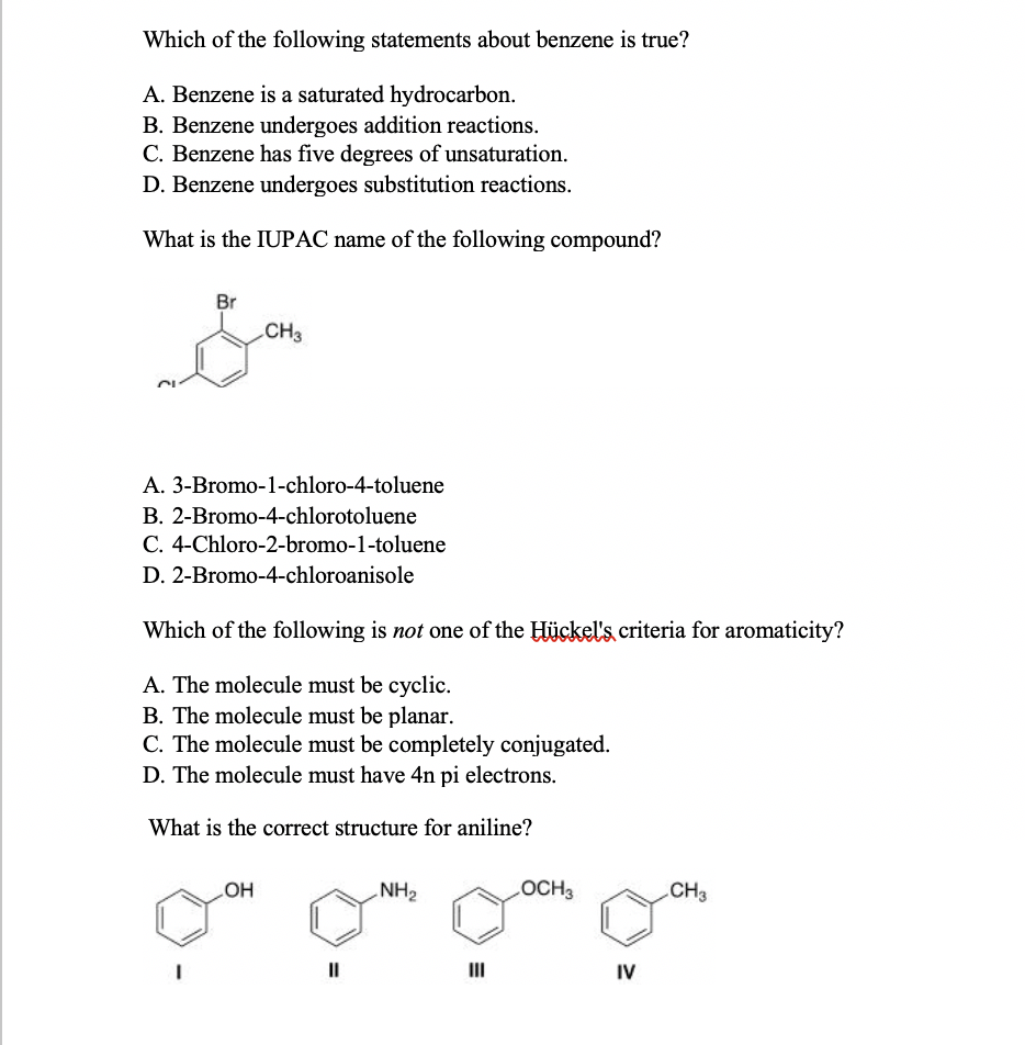 solved-which-of-the-following-statements-about-benzene-is-chegg