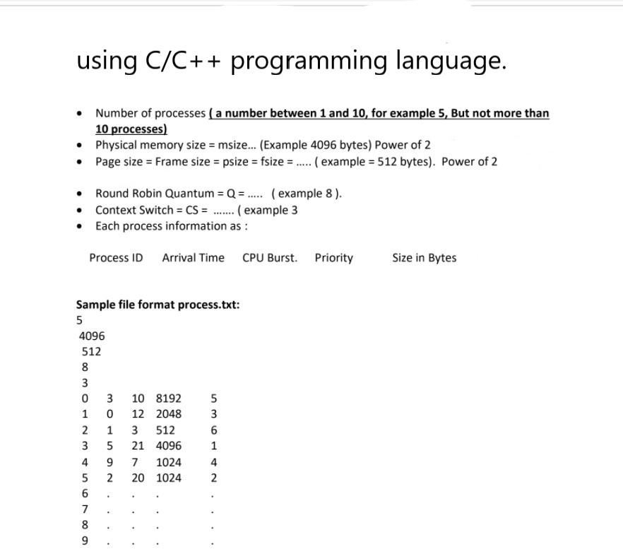 Solved using C/C++ programming language. • Number of | Chegg.com
