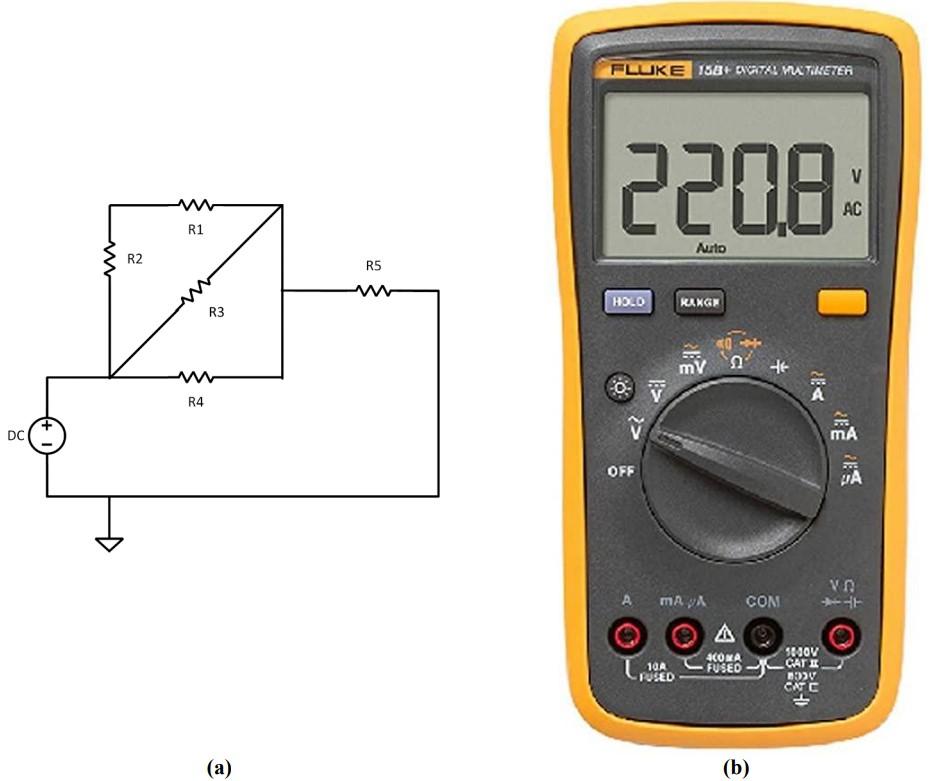 There is a DC power source and 5 resistors in the | Chegg.com