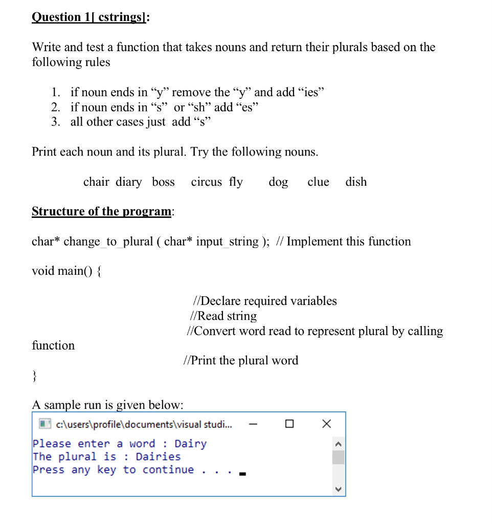Solved Question 1[ cstringsl: Write and test a function that | Chegg.com