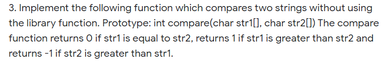Solved 3. Implement the following function which compares | Chegg.com