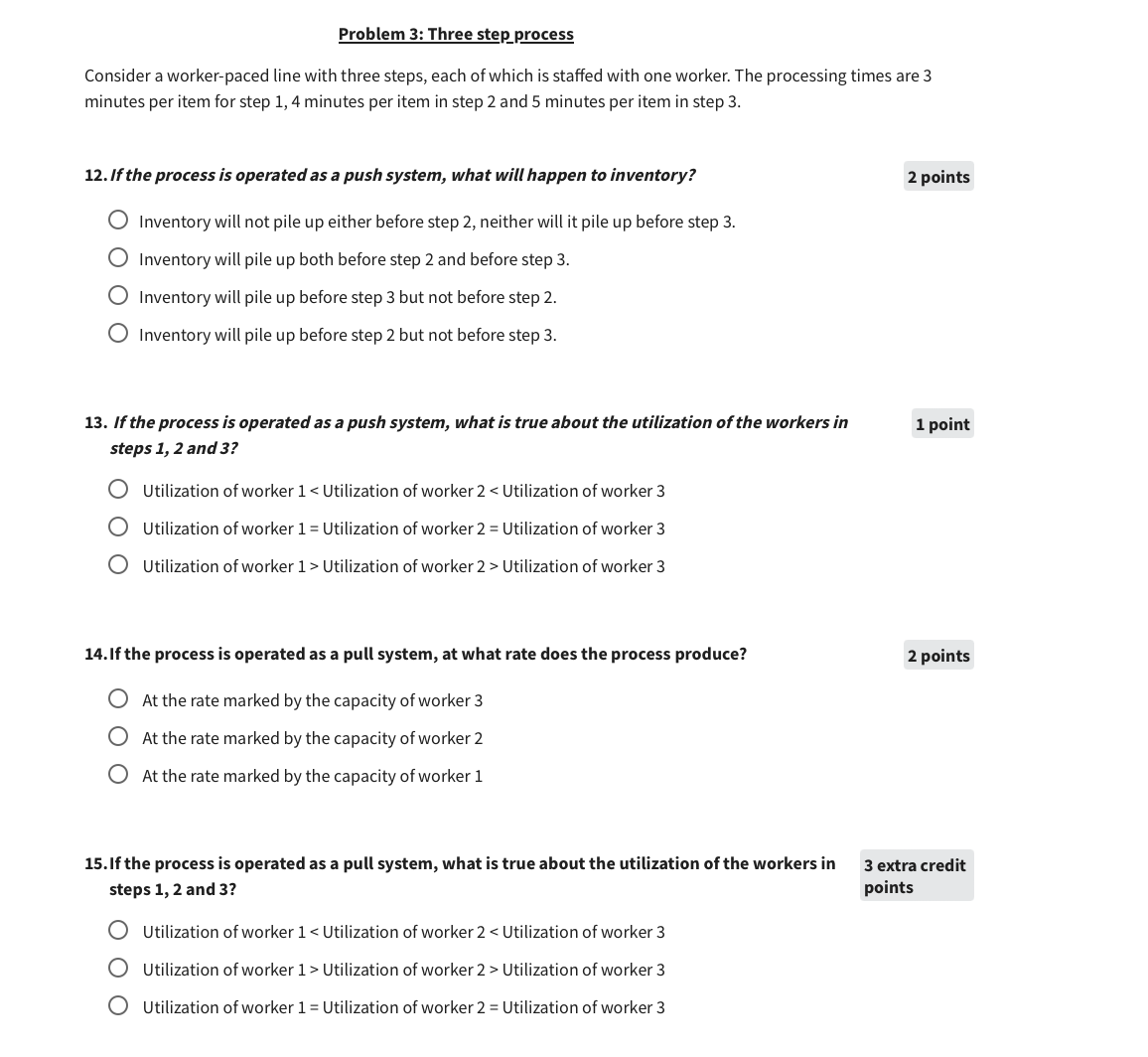 Solved Problem 3: Three step processConsider a worker-paced | Chegg.com