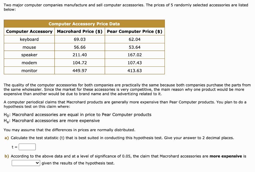 Solved Two Major Computer Companies Manufacture And Sell | Chegg.com