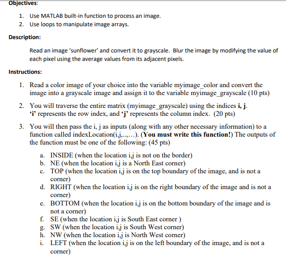 Objectives: 1. Use MATLAB built-in function to | Chegg.com