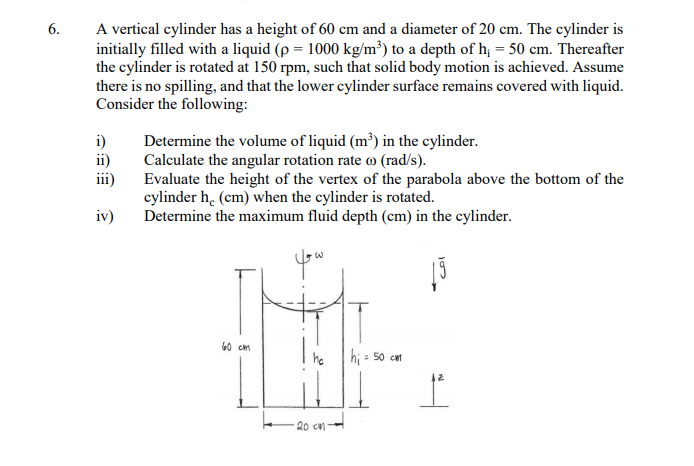 Solved A vertical cylinder has a height of 60 cm and a | Chegg.com